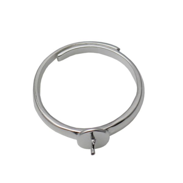 Adjustable 925 sterling silver ring blanks for crafting with half-drilled beads in jewelry making