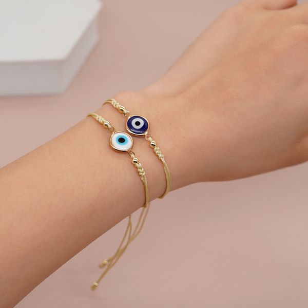 Adjustable evil eye friendship bracelet for women, men, and kids, perfect for summer jewelry
