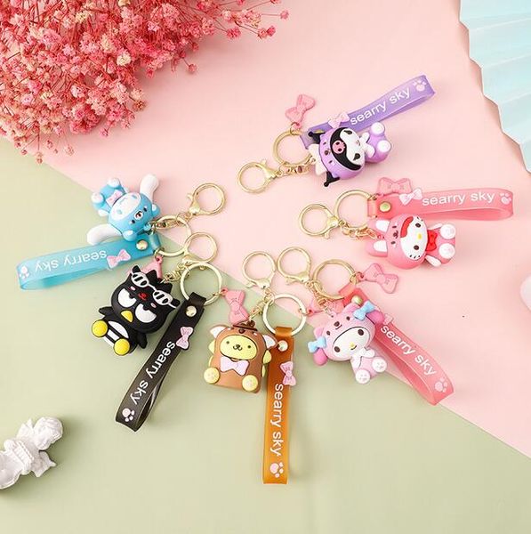 Adorable animal astronaut-themed acrylic and metal key rings for kids, perfect as backpack charms or toy gifts