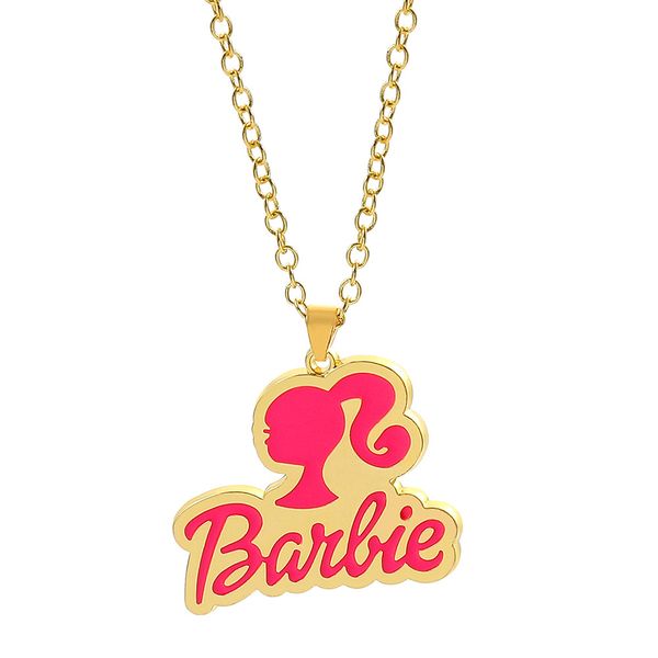 Adorable pink letter necklaces with gold chains, perfect for girls' princess parties and stylish fashion accessories