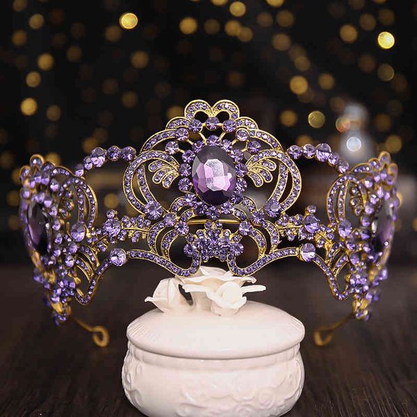 Amethyst bridal headpiece with crown and hoop design for wedding hairstyles