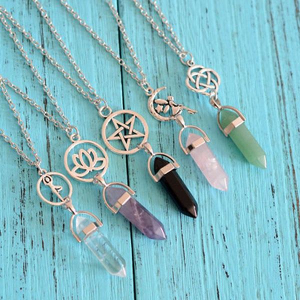 Amethyst fairy pendant necklace with natural crystal on leather chain for women