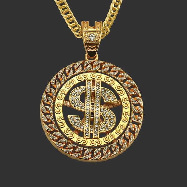 Amulet neck Pendants Creative Style Necklace Cool Exaggerated Men's Hip Hop Diamond Dollar Pendant