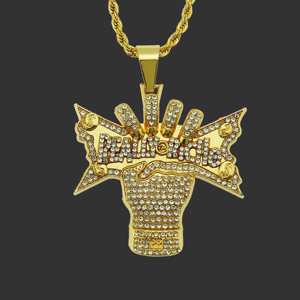 Amulet neck pendants featuring a rich English dollar design with diamond accents, perfect for hip hop men's fashion