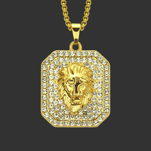 Amulet neck pendants featuring a stylish diamond lion's head design for hip hop fashion