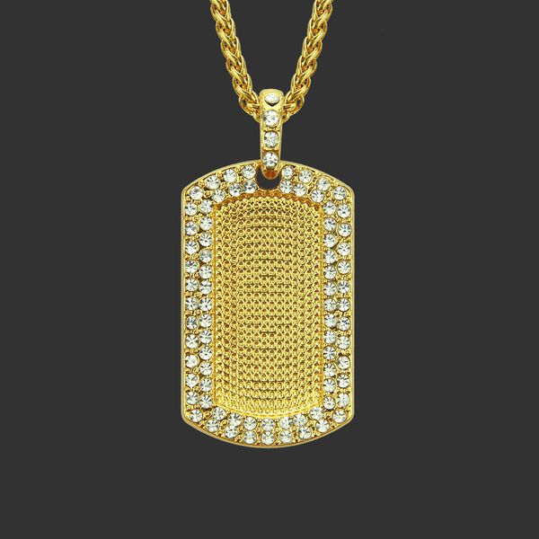 Amulet neck pendants featuring diamond inlays for a hip-hop military style