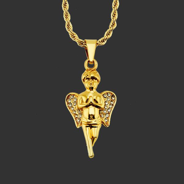 Amulet neck pendants for hip hop kids featuring diamond angel designs, personalized street fashion accessories
