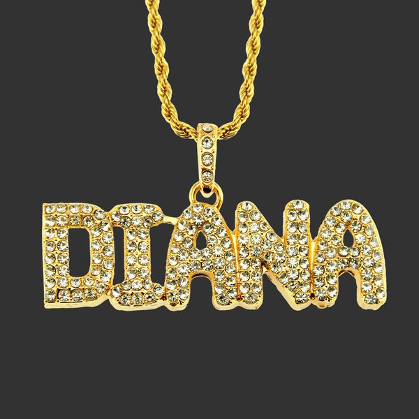 Amulet neck pendants for men featuring diamond-inlaid letter designs, stylish hip hop jewelry accessories