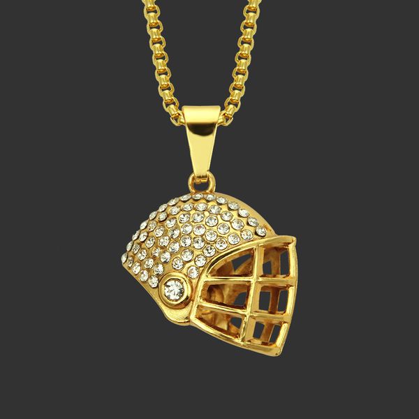 Amulet neck pendants for men featuring hip hop diamond designs and football helmet motifs