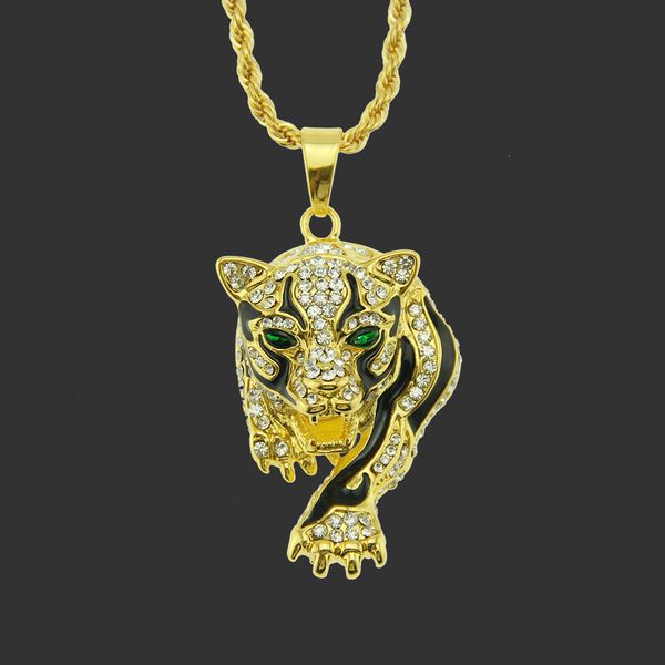 Amulet neck Pendants Jewelry Three-dimensional Tiger Pendant Full of Diamond Domineering for Men