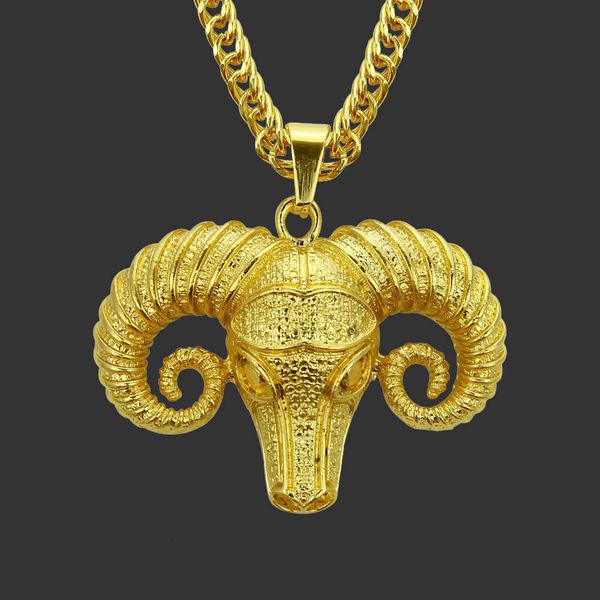 Amulet neck pendants - stylish hip hop goat head necklace for men's nightlife fashion