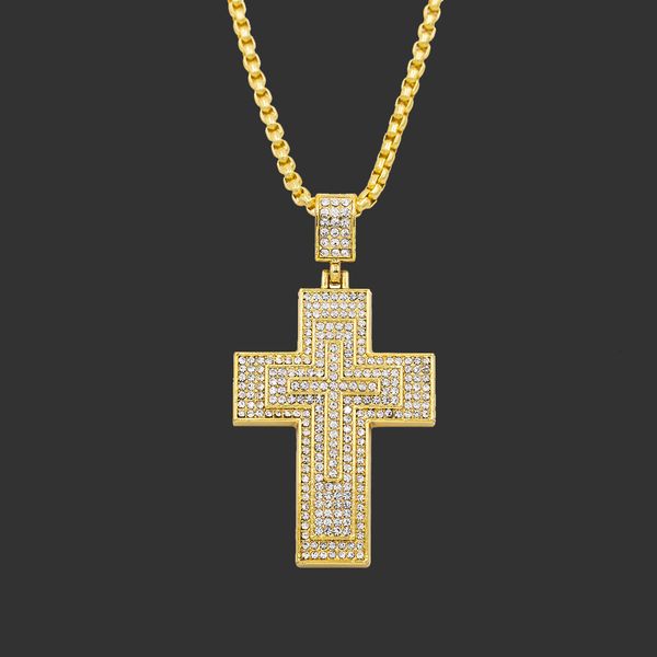 Amulet neck Pendants Trend Hip Hop Full Diamond Cross Pendant Luxury Necklace Jewelry
