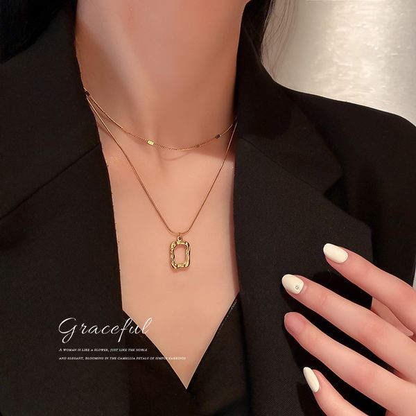Amulet Pendants Korean Fashion Simple Personality Necklace Geometric Two Piece Set of Titanium Steel Net Red Temperament Design Sense Short  

Rewritten: Korean-style geometric amulet pendant set i...