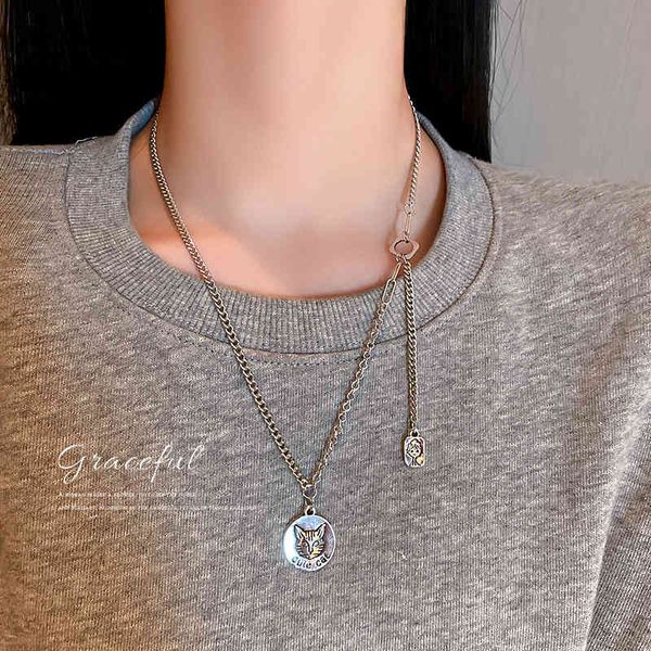 Amulet Pendants Korean Hip Hop Style Fashion Simple Personality Metal Neckchain Short Necklace Net Red Temperament Punk Girl