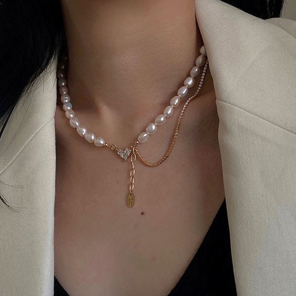 Amulet Pendants Korean Pearl Necklace Tide Inlaid Diamond Love Neck Chain Clavicle Fashion Simple Personality Net Red Temperament