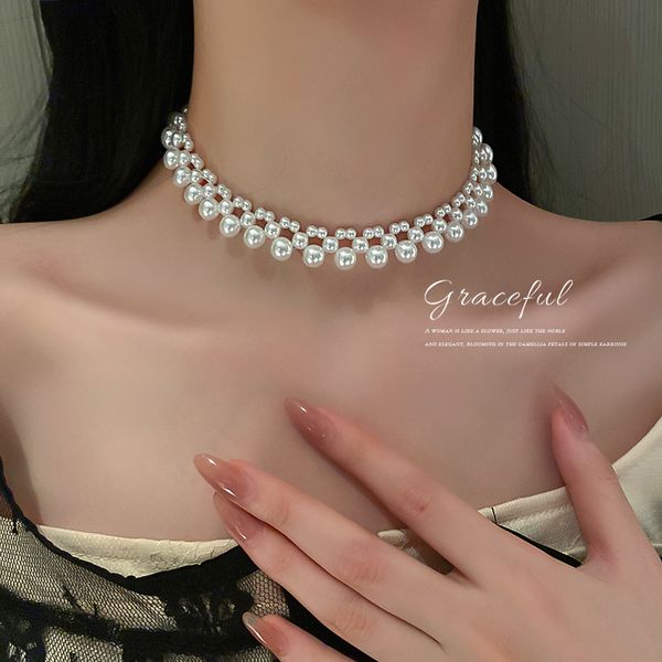 Amulet Pendants South Korea East Gate Fashion Simple Personality Trendy Necklace Flow Pearl Net Red Temperament Design Women's Jewelry