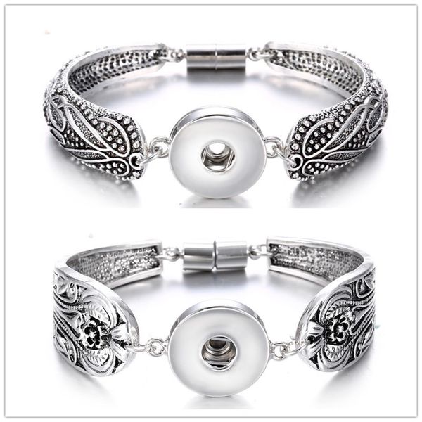 Ancient silver 18mm magnetic snap bracelet jewelry for women and men