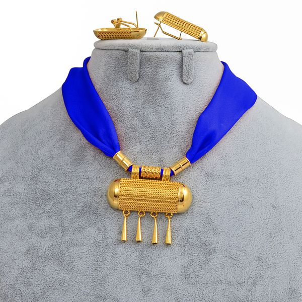 Anniyo DIY Ethiopian gold rope jewelry set with necklaces and earrings, Habesha Eritrean style #218006 210320