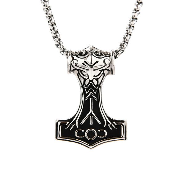 Antique stainless steel Viking men's hammer pendant necklace, a classic design jewelry piece perfect for gifting