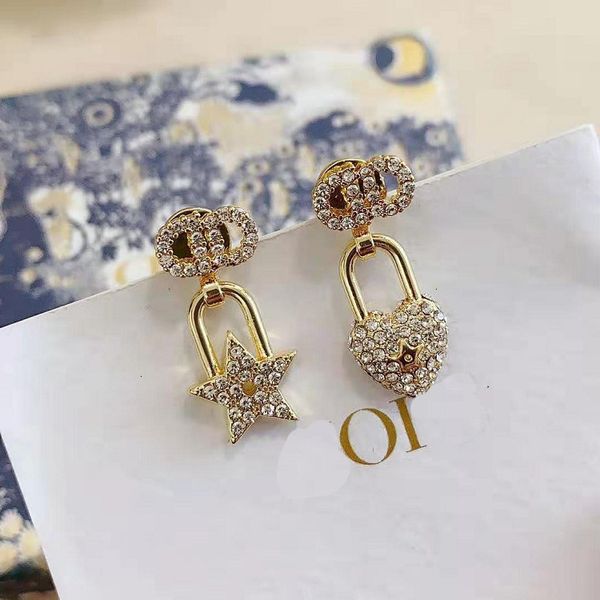 Asymmetric Love Star Diamond Earrings in S925 Silver for Stylish Women