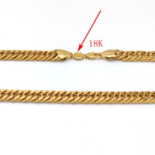 Authentic 18k yellow gold men's thick 10mm chain necklace with stamped links, 24 inches long