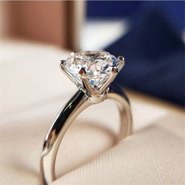 Authentic 1ct solitaire lab diamond ring in 925 sterling silver, perfect for women's engagement, weddings, and bridal party gifts