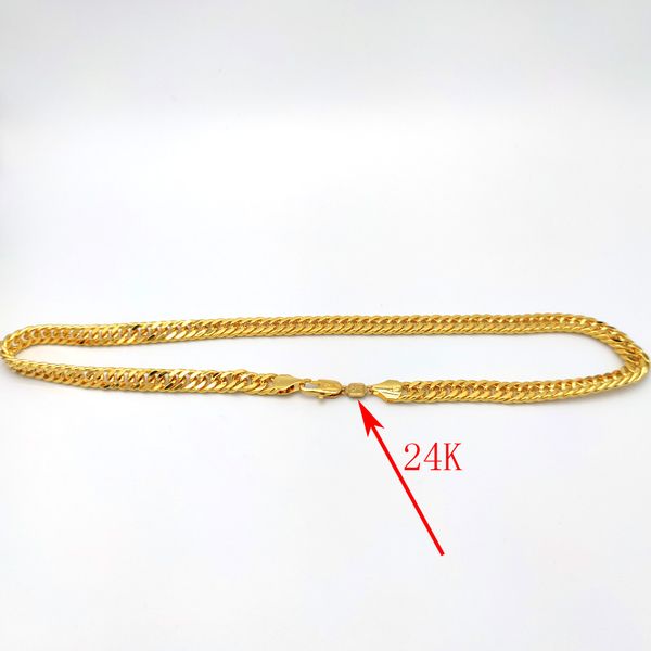 Authentic 24K Gold THAI BAHT Solid Cuban Curb Link Necklace with Heavy 10mm Thick Chain and Stamp Finish