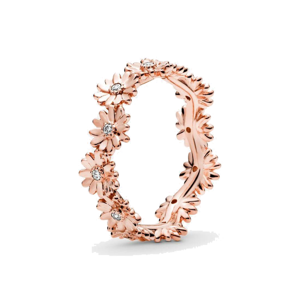 Authentic 925 sterling silver ring with a sparkling daisy flower crown, perfect for DIY wedding or engagement rings in rose gold