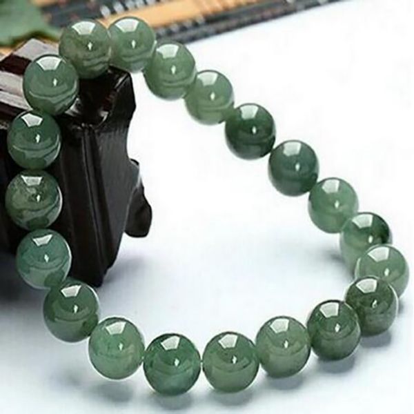 Authentic Chinese Hetian Jade 12mm Beaded Bracelet in Natural Nephrite