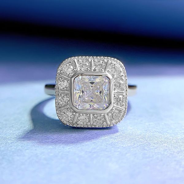 Authentic Vintage Moissanite Diamond Ring in 925 Sterling Silver for Women and Men, Perfect for Weddings, Engagements, and Special Occasions