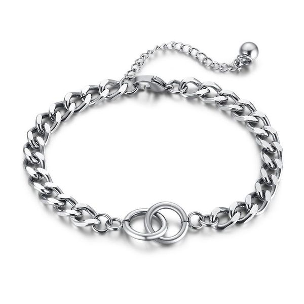 Bangle 2021 Stainless Steel Double Ring Accessories Chain Bracelet Color Female Titanium Jewelry For Women And Men Armband