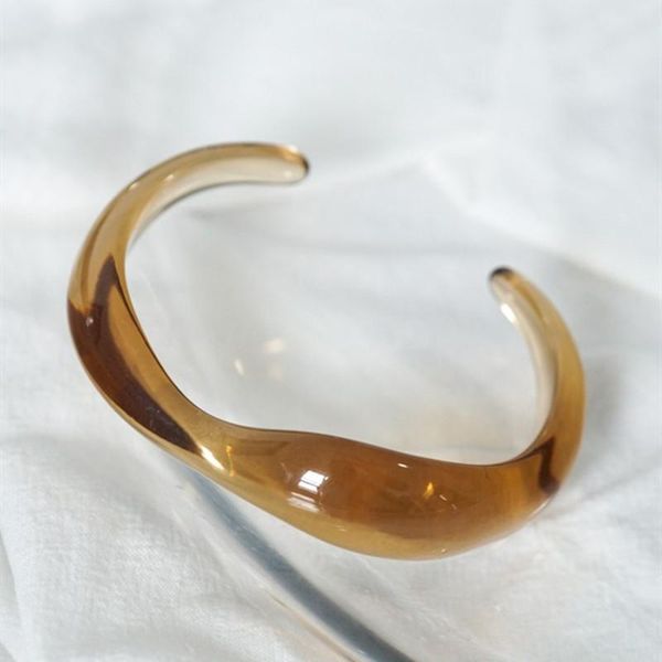Bangle 2021 Vintage Transparent Geometric Wave Irregular Resin Acrylic For Women Girls Jewelry Gifts