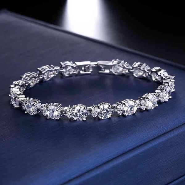 Bangle Bracelets Fashion Copper Inlaid Blue Aaa Crystal Zircon Exquisite Versatile Women's