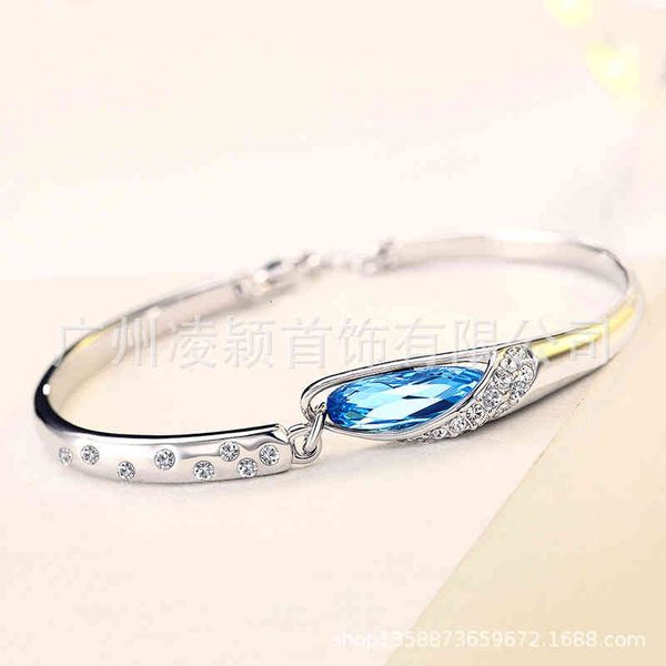 Bangle Bracelets High Version 12 Constellations Women's Korean Fashion Jewelry Shijia Glass Shoes Blue Crystal