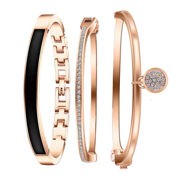 Bangle Bracelets Wind Three Piece Set Drop Glue Diamond Pendant