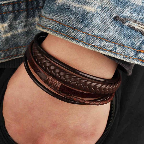 Bangle Charm Bracelets Jewelry Fashion Leather Rope Hand Woven Men's National Style