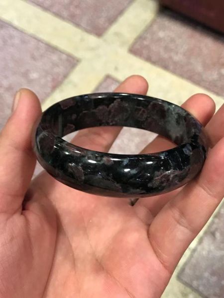 Bangle Natural 7A Black Red Garnet Jade Bangles Handcarved Jadeite Gift Bracelets Jewelry For Women