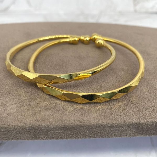 Bangle set of 2, 24k gold-plated for women, perfect as a Dubai-style accessory or Ethiopian wedding gift