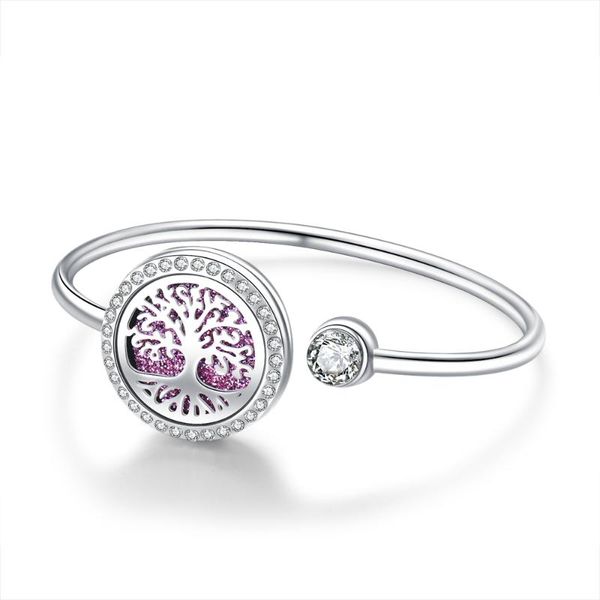 Bangle Tree Of Life Stainless Steel Aroma Diffuser Bracelet Perfume Essential Oil Locket