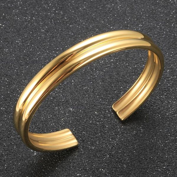 Bangle Trendy Double Cambered Bracelet Minimalist Opening Cuff For Men Women Fashion Jewelry Gift