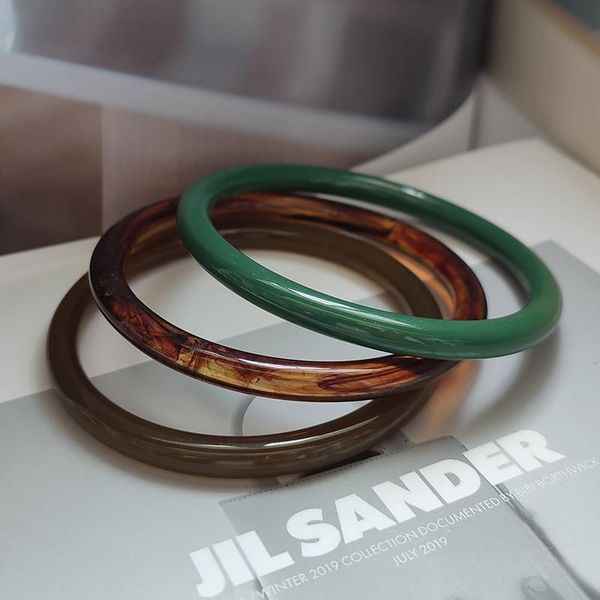 Bangle Vintage Resin Acrylic Geometric Irregular Square Simple Transparent Bracelet For Women 2021 Marble Pattern Jewelery