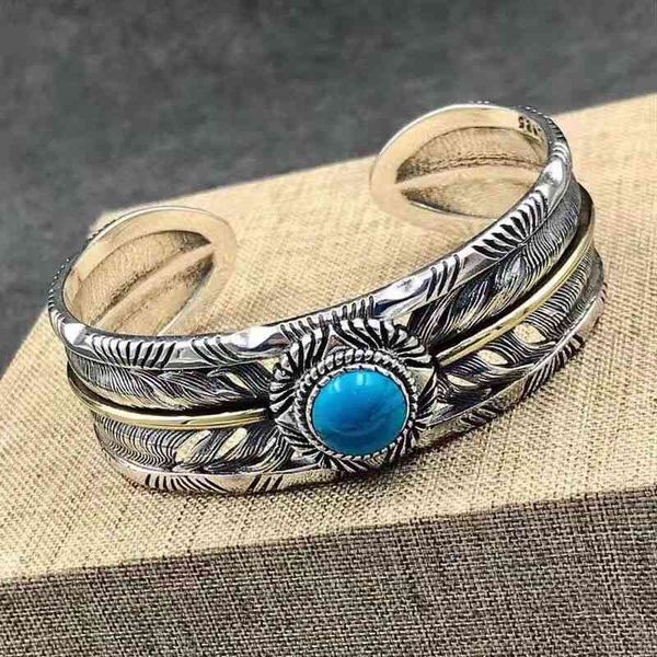 Bangles Bracelet Kaohsiung Feather Pine Stone Open Xiangxu Personality Old Line Men and Women