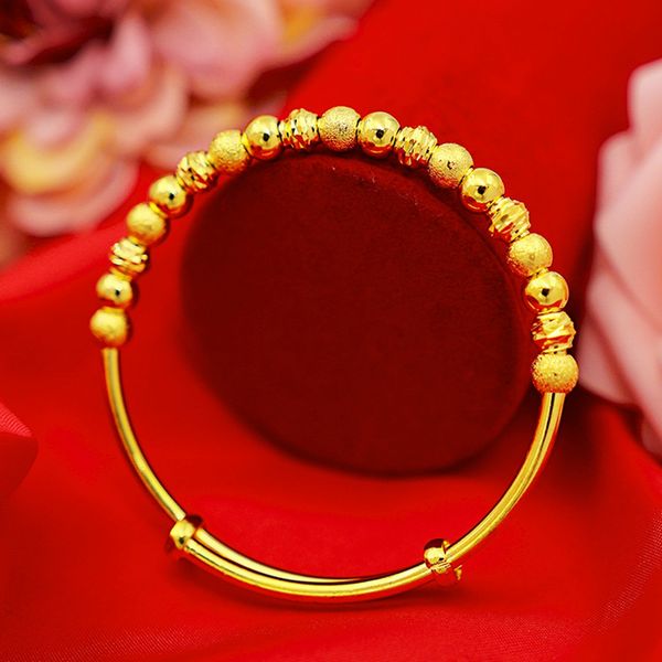 Beads Bangle Adjustable Bracelet 18k Yellow Gold Filled Womens Bangle Gift Diameter 60mm Charm Statement Jewelry

Adjustable 18k gold-filled beaded bangle bracelet for women, 60mm diameter, makes a stylish statement jewelry gift