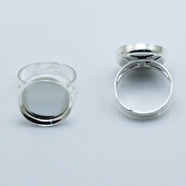 Beadsnice jewelry offers wholesale ring blanks with bezel settings for 18mm round cameos or cabochons, featuring adjustable finger ring bases (ID 27558)
