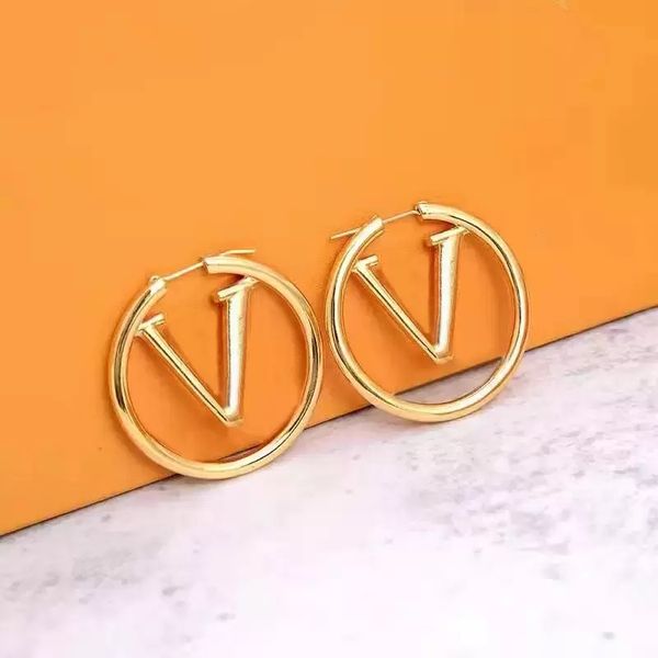 Big Circle Earrings For Woman Designer Hoop Huggie Gold Sliver Classic Earring Girl Simple Jewelry