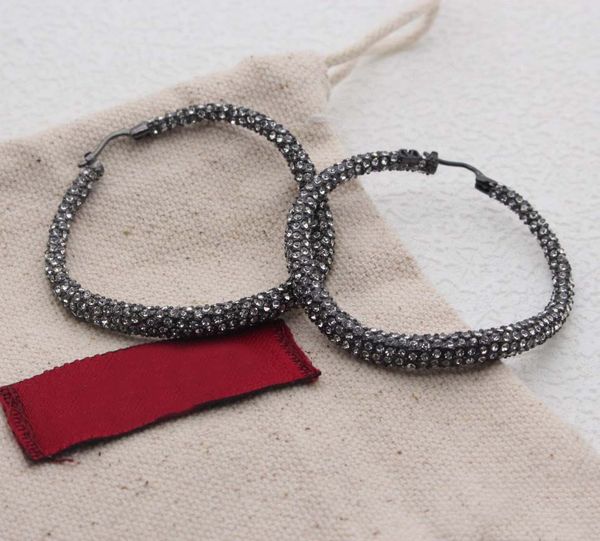 Black round diamond drop earrings with luxury charm, stamped PS6435