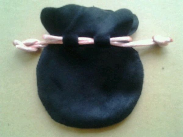 Black velvet jewelry pouches with pink ribbon, ideal for European Pandora charms, beads, earrings, rings, and pendants