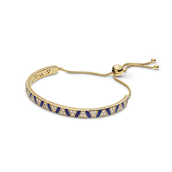 Blue and silver slider bracelet for Pandora, a stylish wedding jewelry gift for women and girlfriends
