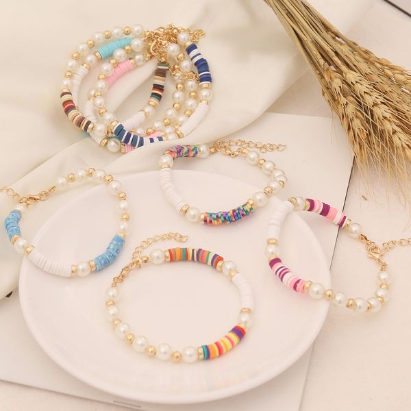 Bohemian-style colorful polymer clay bead strands for men's and women's bracelets