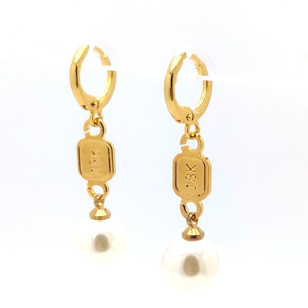Bollywood Fashion 18K Gold Elegant Drop Earrings with 10mm Genuine Indian Saltwater Pearls
